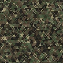 Sticker - Vector trendy low poly seamless pattern. Camouflage polygonal background