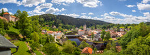 Valley With The Town Of Rozmberk Nad Vltavou And The Vltava River, Czech Republic
