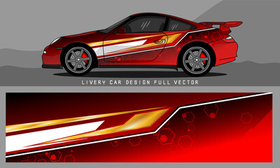 Wall Mural - car red color livery graphic vector. abstract grunge background design for vehicle vinyl wrap and car branding