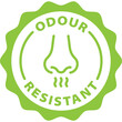 odour resistant green stamp outline badge icon label isolated vector on transparent background
