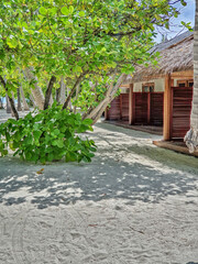 Wall Mural - Beautiful bungalow, tourist village in the Maldives