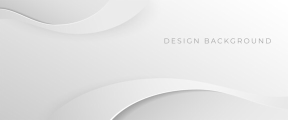 Wall Mural - Modern white horizontal banner template. Wave background template with space for the text.