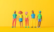 © ink drop - Group of diverse people standing together. 3D cartoon character style. 3D Rendering