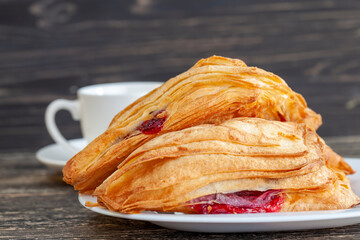 Wall Mural - puff pastry with strawberry red filling