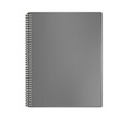 Closed wire bound notebook vector mock-up. Spiral notepad blank gray cover mockup. Hardcover diary template