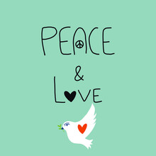 Dove Of Peace Bird. Trendy Poster. Peace And Love Concept Vector Illustration.