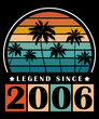 Awesome Vintage Legend Since 2006 16th Birthday Retro T-Shirt Vintage Sunset Palm Tree T-Shirt