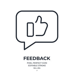 Wall Mural - feedback concept editable stroke outline icon isolated on white background flat vector illustration.