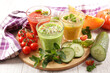 assorted of vegetable smoothie or gazpacho