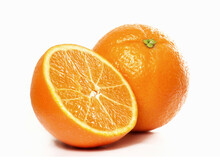 Fresh Halved Orange Isolated On White Background.
