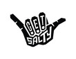 hand gesture shaka with text 
