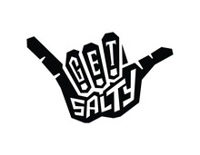Hand Gesture Shaka With Text "get Salty" In Tribal Design
