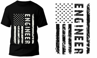 Engineer T Shirt Design With US Flag