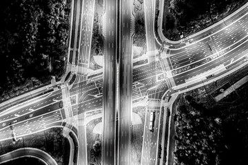 Wall Mural - Megacity Highway at night with light trails in shanghai china.