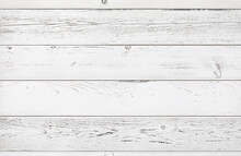 White Wood Texture Background. Weathered Wooden Planks Backdrop. Top View Surface Of The Table To Shoot Flat Lay.