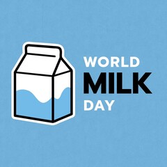Canvas Print - Digital composite image of world milk day text by milk carton on blue background