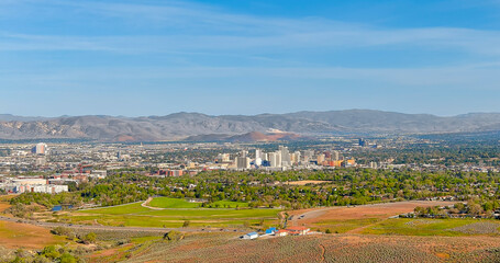 Wall Mural - Aerial view Cityscape of the Reno Nevada skyline with hotels and casinos.