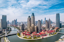 Aerial Photography Of CBD City Skyline Of Haihe And Jinwan Plaza, Tianjin, China