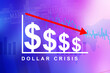 2d illustration dollar Crisis concept
