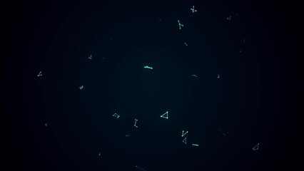 Wall Mural - abstract polygonal surface and dots floating in blue space, data network communication technology co