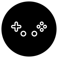 Gamepad buttons simple icon vector. Flat design. White icon on black circle. White background.ai