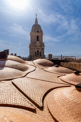 details of the exterior facade of the cathedral of Malaga