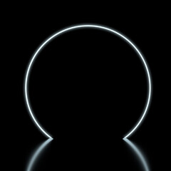 Poster - Black Circle Promotion Stage Podium with Backlight. 3d Rendering