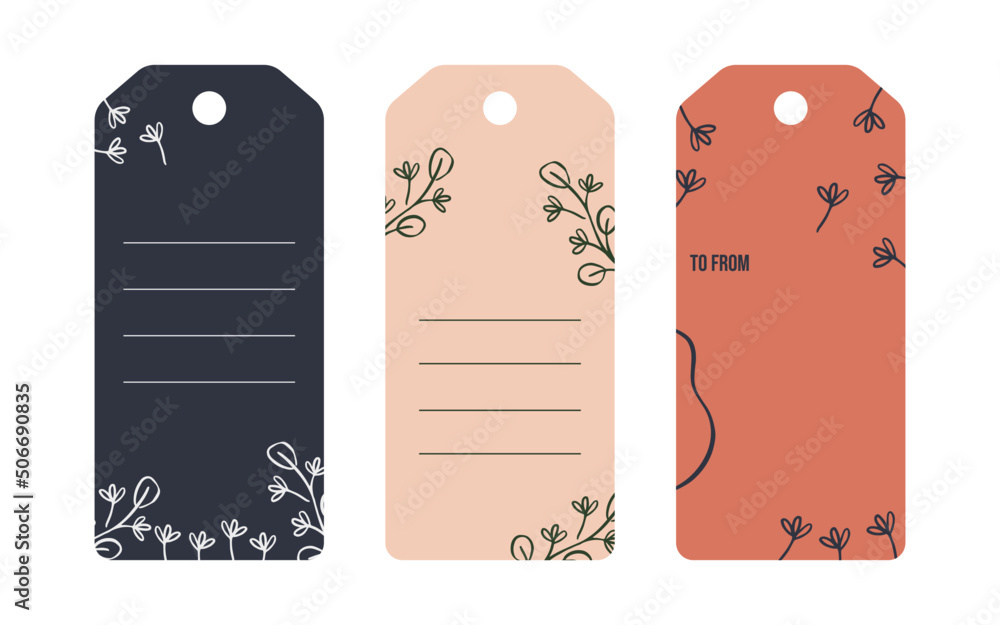 set of labels decorated with flowers. Perfect for packaging, stationery. vector illustration