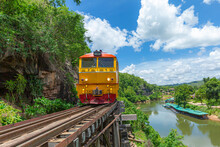 Death Railway,Death Railway With Train Famous Place In Kanchanaburi Thailand