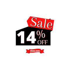 14% off sale and shop now with online discount black and red design 