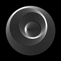 Poster - white circles with optical illusion as artistic background, logo or icon.