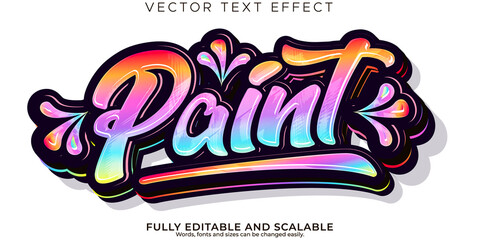 paint stylish text effect, editable modern lettering typography font style