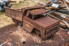 Rusted Toy Dump Truck Closeup