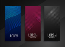 Shiny Line Style Vertical Banners Set Design