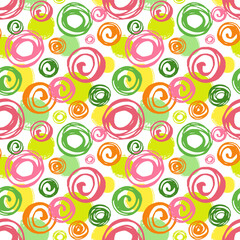 Wall Mural - Abstract vector background. Seamless pattern with circles, dots and spirals. 