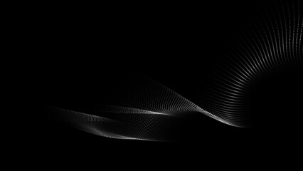 Wall Mural - Large amount of data . Abstract black background with futuristic point wave. Vector illustration .