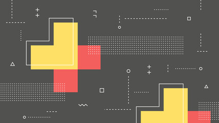 Wall Mural - modern abstract background with retro memphis elements and pastel gray pink yellow color
