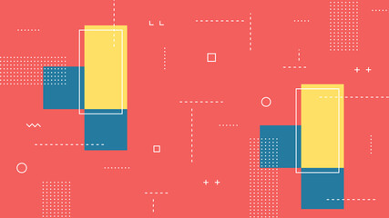 Wall Mural - modern abstract background with retro memphis elements and pastel pink yellow blue color