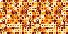 Seamless Vintage 70s Retro Stacked Disco Squares Wallpaper Pattern In A Nostalgic Warm Rust Red, Orange, Brown And Yellow Palette. A Grungy 8k Background Textile Texture.