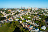 Fototapeta  - Aerial view of houses in a suburb close to to Sydney CBD in Australia