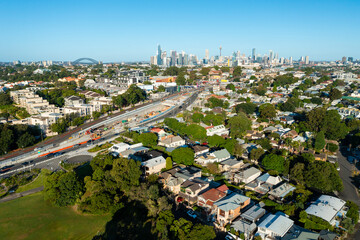 Wall Mural - Aerial view of houses in a suburb close to to Sydney CBD in Australia