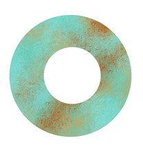 Green Wheel Ring Donut Circular Geometric Shape Frame Grung Texture Illustration