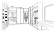 © oselote - line drawing of dressing room,closet room,Modern design,3d rendering