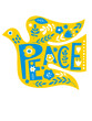 Dove of peace and flowers,  lettering.	
. Symbol of peace. Ukraine flag colors