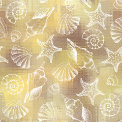 Aufkleber - Sand pattern and hand draw in marine style.