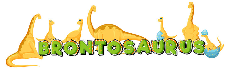 Poster - Cute brontosaurus dinosaur and baby cartoon character