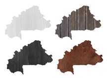 Political Divisions. Patriotic Sublimation Wood Textured Backgrounds Set On White. Burkina Faso
