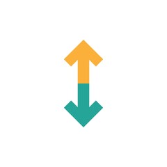 Flip Vertical icon. Two blue opposite line arrows isolated on white. Exchange icon. Good for web and software interfaces. Flip flop pictogram.