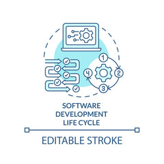 Wall Mural - software development life cycle turquoise concept icon. programming skills abstract idea thin line i
