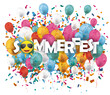Sommerfest Template mit Luftballons und Konfetti